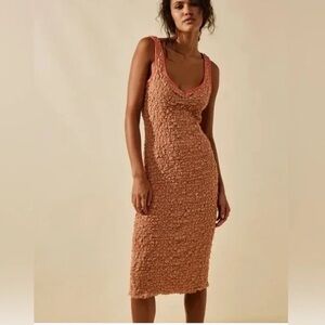 NWT Free People Set the Bar Smocked Midi Dress Sz S